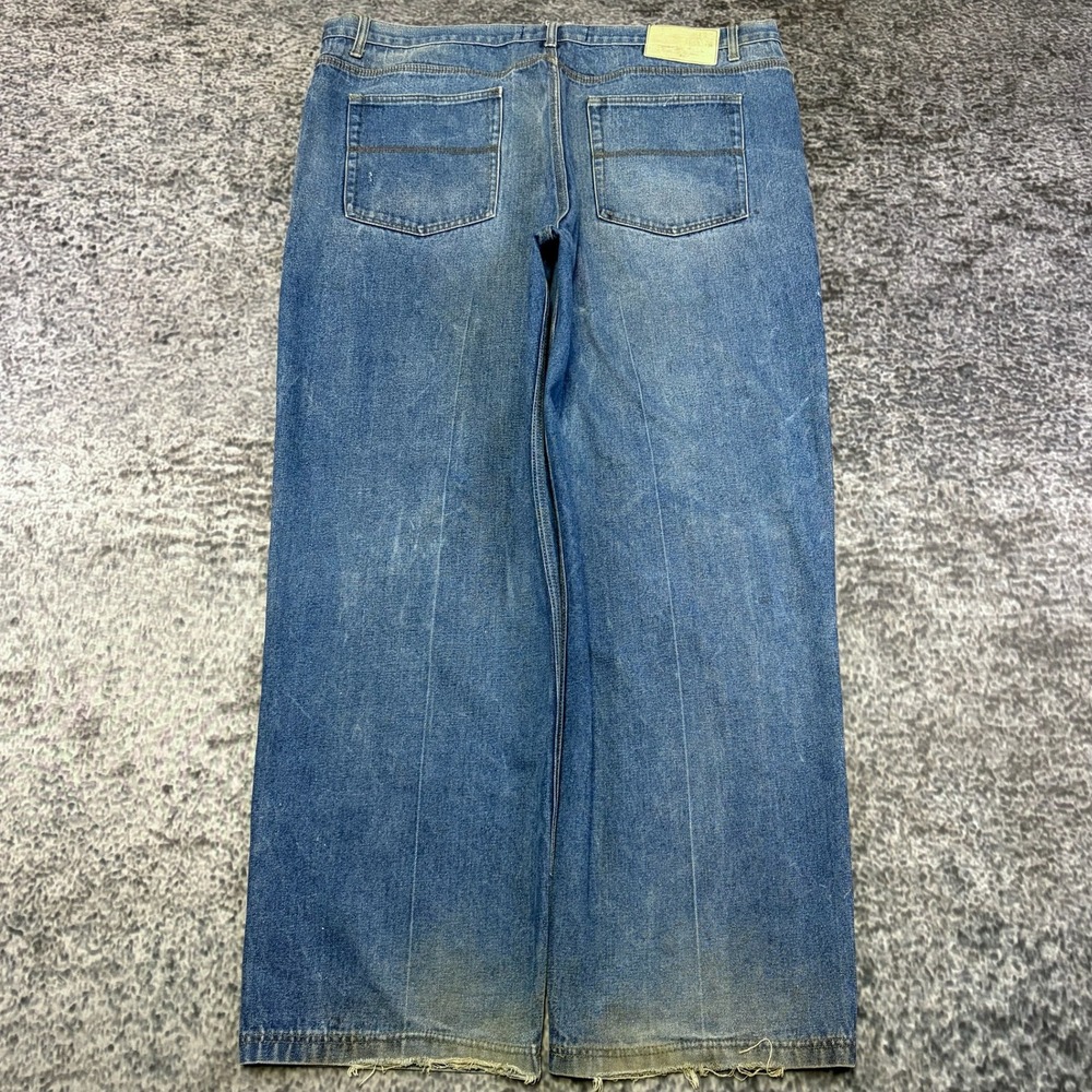 Vintage NYC Jeans Mens 46x33 Blue Baggy Wide Leg Skater Grunge Distressed Y2K
